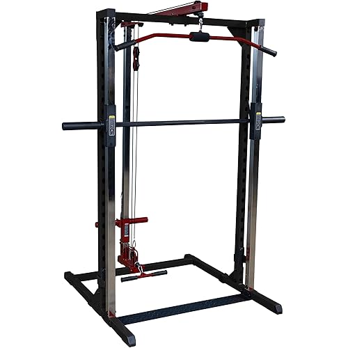 Body-Solid Best Fitness BFSM250P2 Smith Machine with LAT Attachment for Home Gym - Strength Training with Safety Bars, Adjustable Safeties, and Attachments for Squats, Bench Presses, Rows