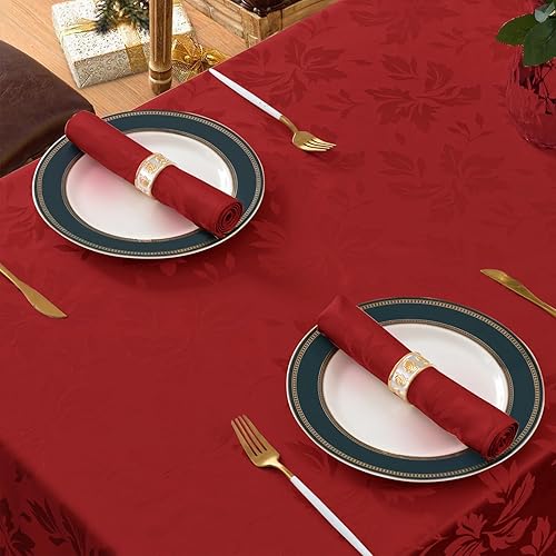 Miniatura 5 de Romanstile Jacquard Rectangle Tablecloth - Waterproof Damask Floral Pattern Decorative Table Cloths Heavy Weight Fabric Table Covers for