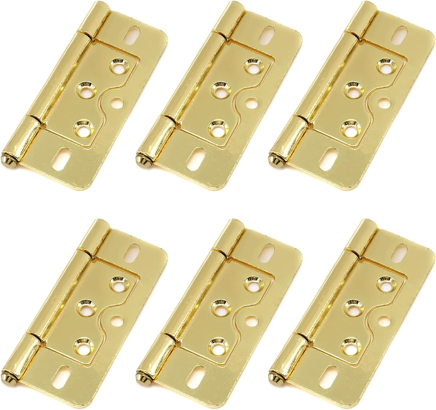 Wealrit 6 pcs NonMortise Hinges Gold Door Hinges 3 Inch Length Heavy