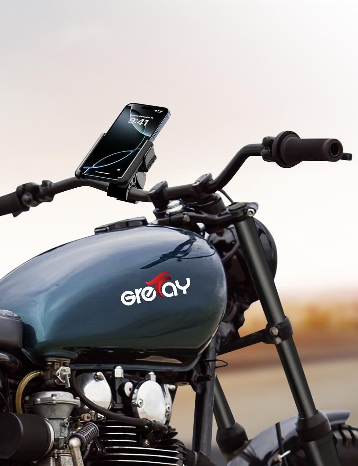 Grefay Bike Phone Holder Motorcycle Phone Holder 1S Quick Release& 360° Rotation Bike Phone Mount, Universal Motorbike Bicycle Phone Holder for iPhone 17/16/15/14 Pro Max, 3.5-7.0 Inch Smartphones