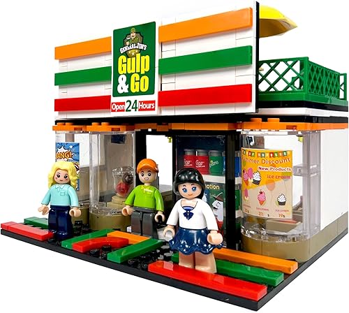 General Jim's 'Gulp & Go' - Juego de bloques de construcción modulares para tiendas de conveniencia y gasolinera, kit de esquina urbana de 320