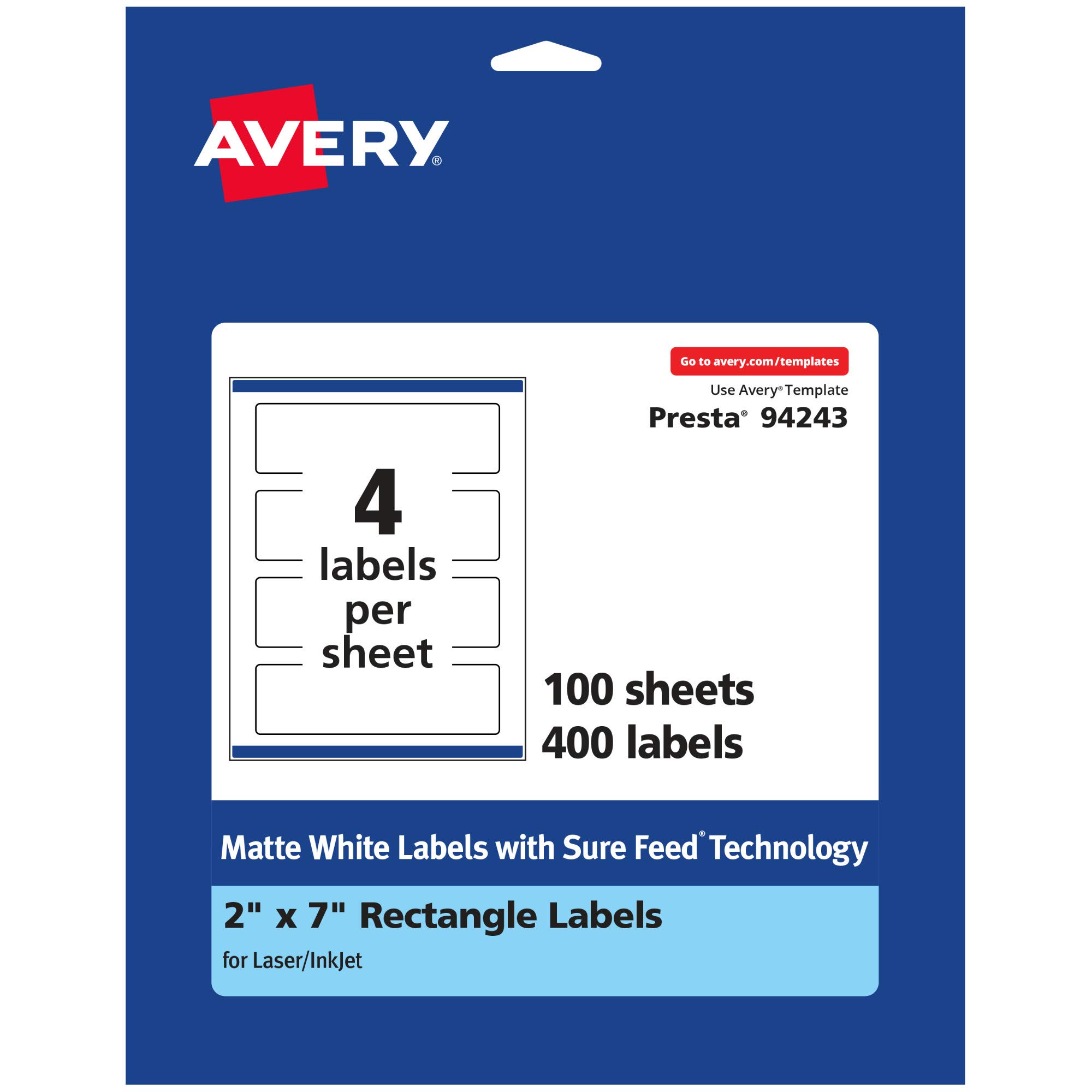 Amazon.com: Avery Matte White Rectangle Labels with Sure Feed ...