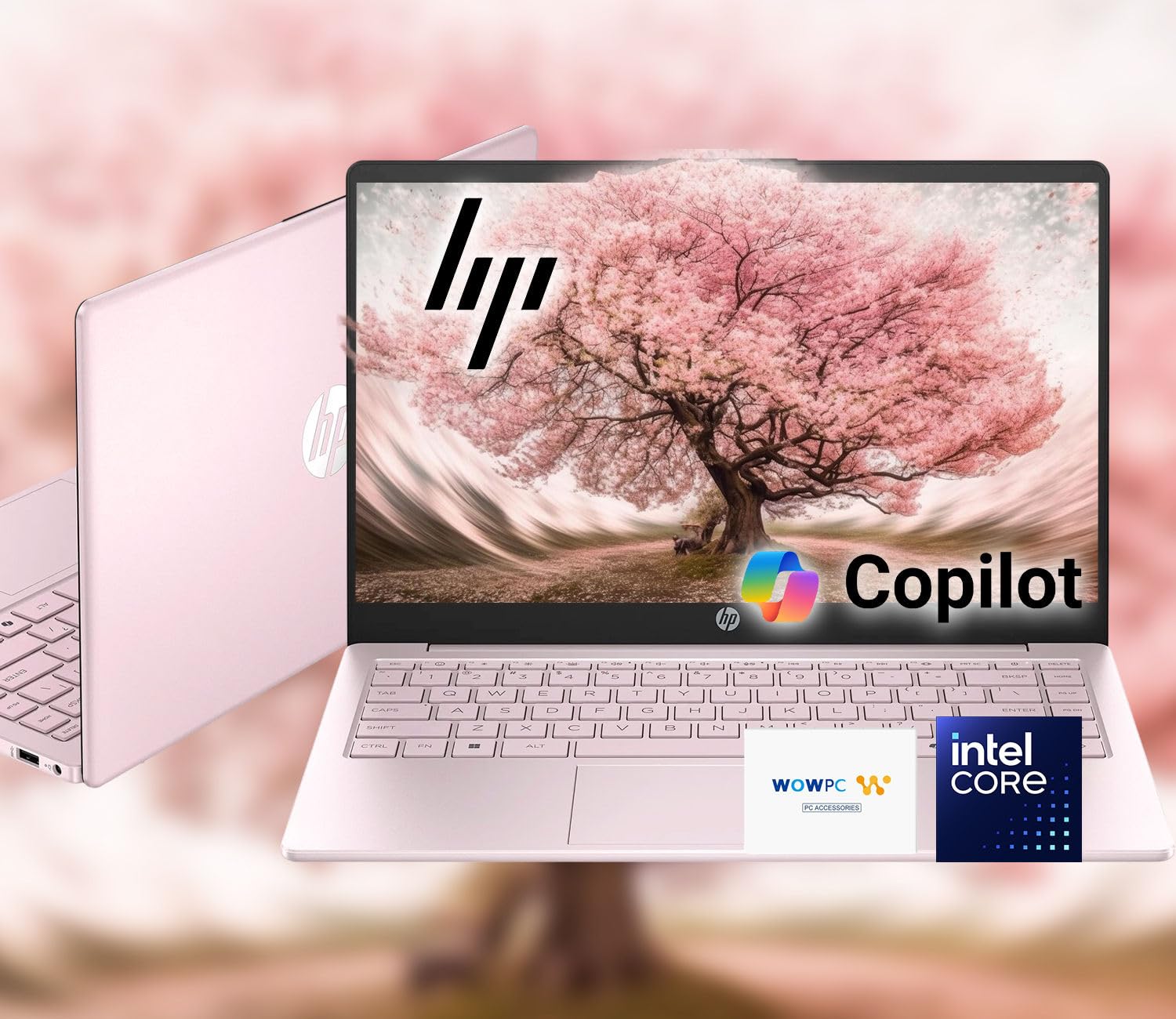 HP 14 Ultrabook • Intel 4-Core N150 • Microsoft 365 • Copilot AI • 32GB RAM • 1.6TB Storage (128GB SSD + 512GB Portable + 1TB OneDrive) • Wi-fi • 12 Hr Battery • Pink • w/WOWPC Bundle • Win 11