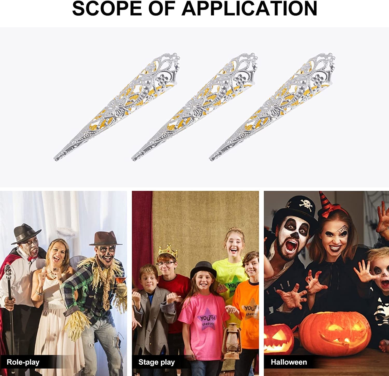 Amazon.co.jp: 女性長い爪リング人工指爪爪飾りコスプレアーマーリング