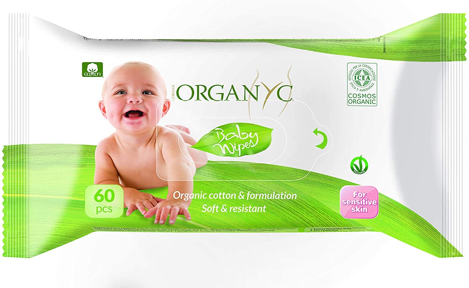Organ(y) c, Feuchte Babytücher aus 100% zertifizierter Bio-Baumwolle - 12 Packungen zu je 60 Tücher (Insgesamt 720 Stück)