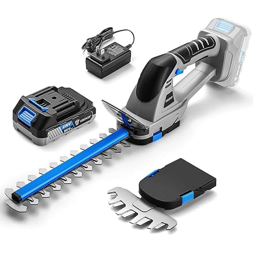 Taille-haie électrique Rechargeable 20V Batterie tronçonneuse : DEKOPRO 2-en-1 sécateur