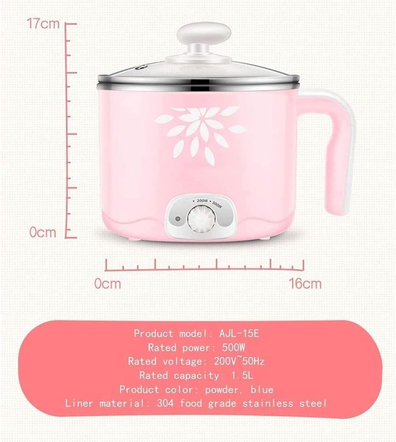 Electric Hot Pot, 1.5L Electric Cooker, Multi-Functional Mini Pot for Noodles, Soup, Porridge, Dumplings, Eggs with Keep Warm Function, Over Heating and Boil Dry Protection