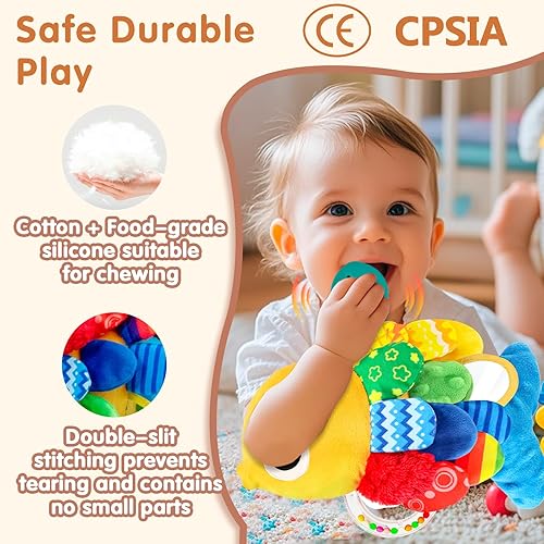 Miniatura 7 de weirtoya Sonajeros para bebés de 3 a 6 meses, juguetes para bebés de 0 a 6 meses, juguete sensorial con agitador de cuentas, juguetes para el tiempo