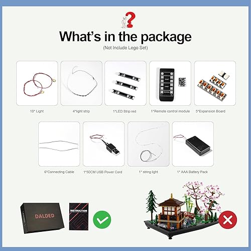 Miniatura 6 de Kit de iluminación LED para Lego Icons Tranquil Garden 10315, luz LED compatible con modelos de bloques de construcción Lego 10315 (versión de