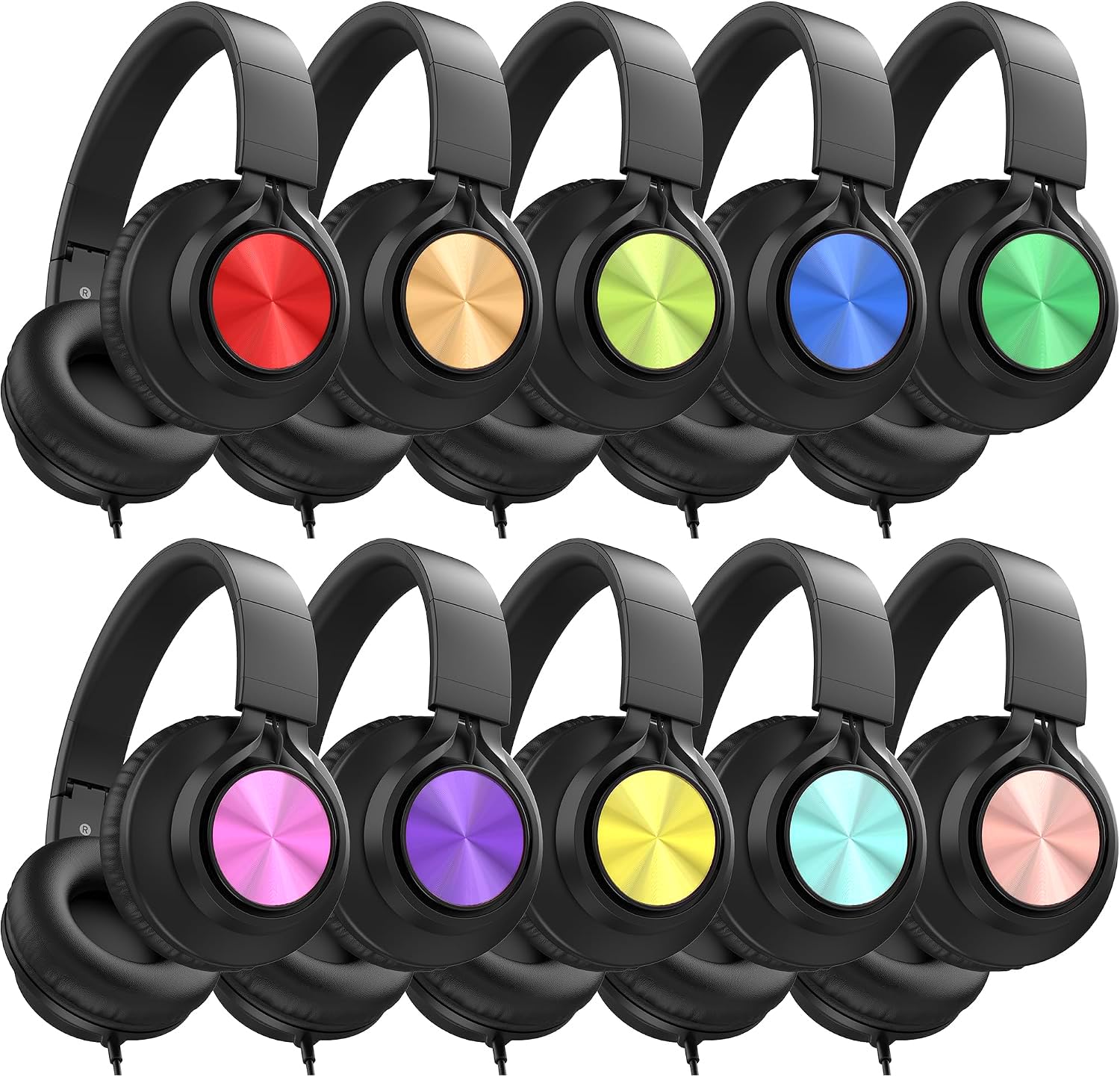 AILIHEN Kids School Headphones Bulk 10 Pack with Mic, 3.5mm Jack | K-12 Classroom Students Use, Online Learning, Library & Testing, Durable, Foldable, All-Day Comfort, For Chromebook & Tablet