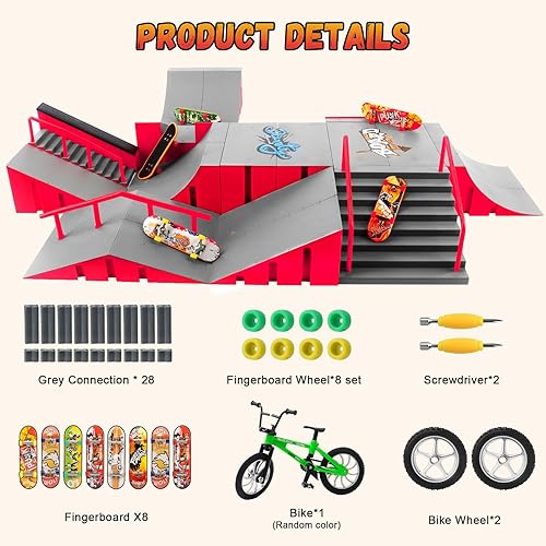 Miniatura 2 de Juego de rampas de patineta de dedo, 6 en 1 más grande, kit de patinaje para patinaje de patinaje, accesorios de entrenamiento con patineta de 6