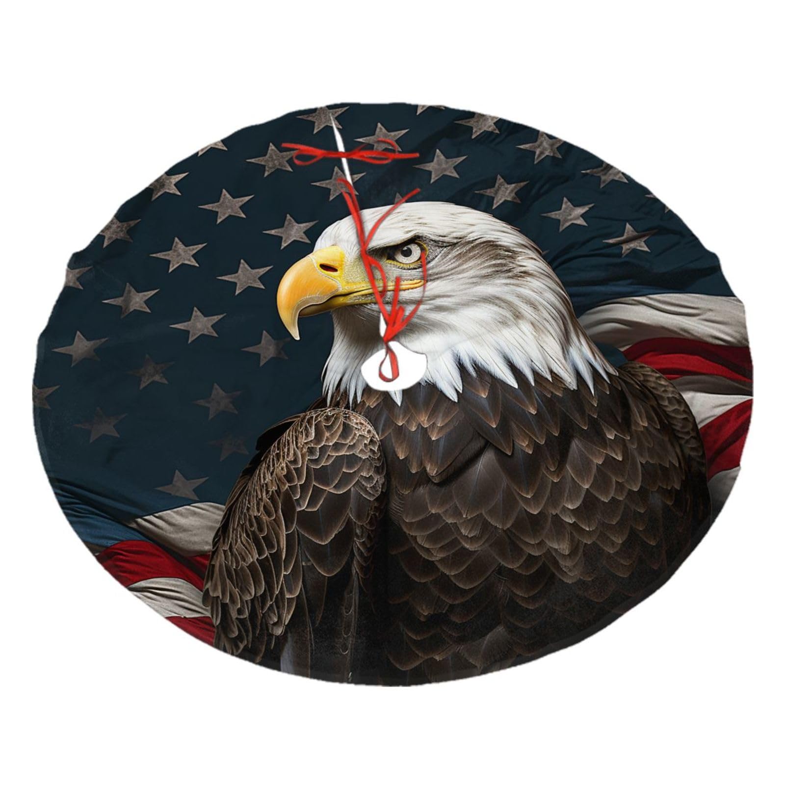 American Bald Eagle Christmas Tree Skirt 36",Soft Plush Xmas Tree Mat Christmas Tree Oranment for Merry Christmas Party Holiday Indoor Outdoor Decorations