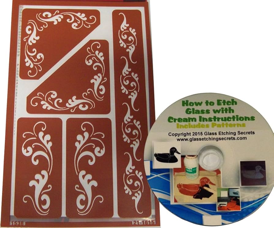 Amazon.com: Reusable Stencil Fleur De Lis, Adhesive Templates + How to Etch CD : Arts, Crafts & Sewing
