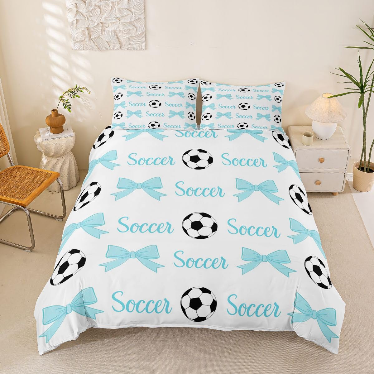 Housse de couette football aux finitions soignées pour lit double