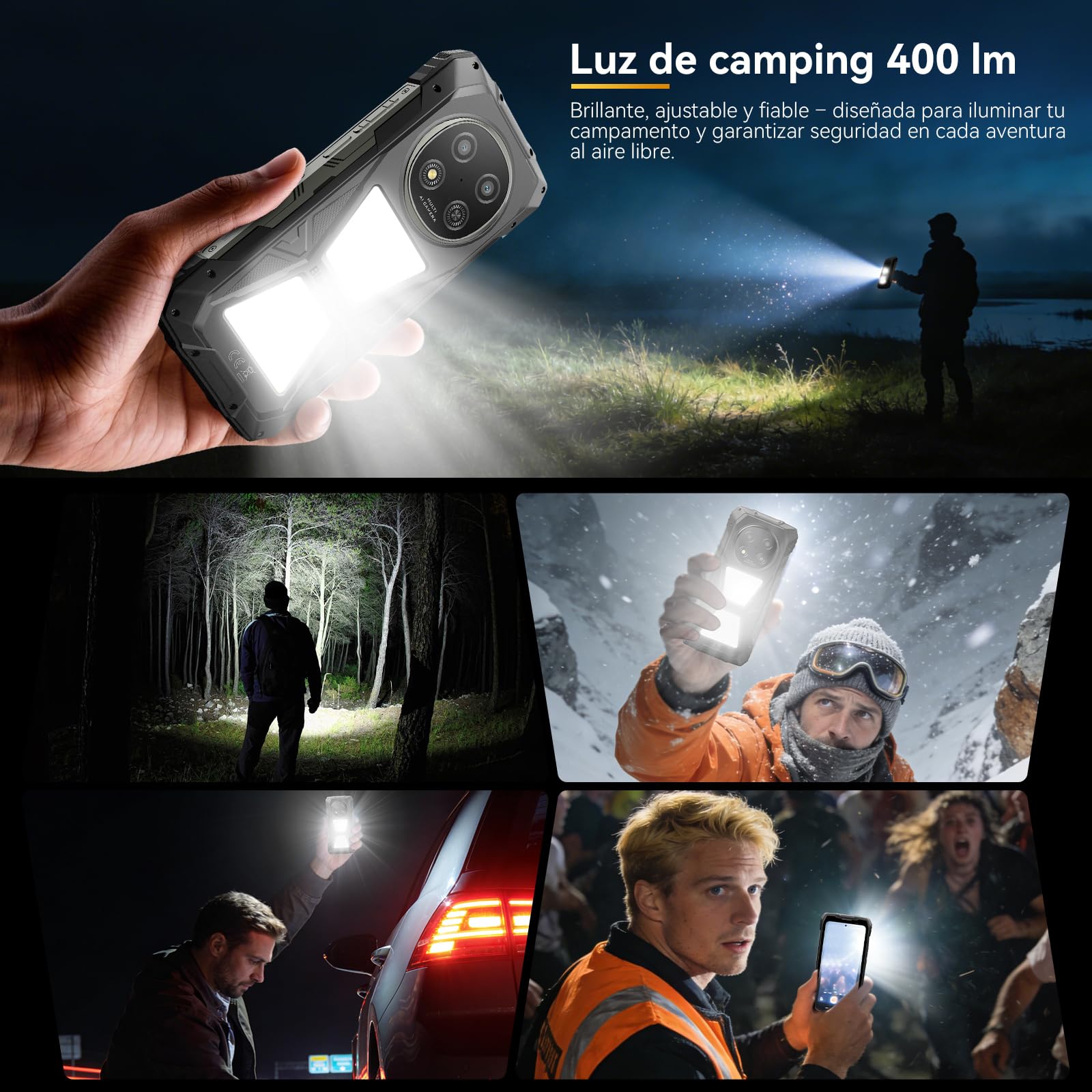 Blackview Rock 2 Pro Movil Irrompible, Android 16 Movil Indestructible 5G 32GB+256GB, 6.67" HD+ Display 120Hz 15000mAh IP69K Móvil Rugerizado, 16MP AI Kamera, NFC/OTG/GPS/Gemini AI/Glove Mode 2.0