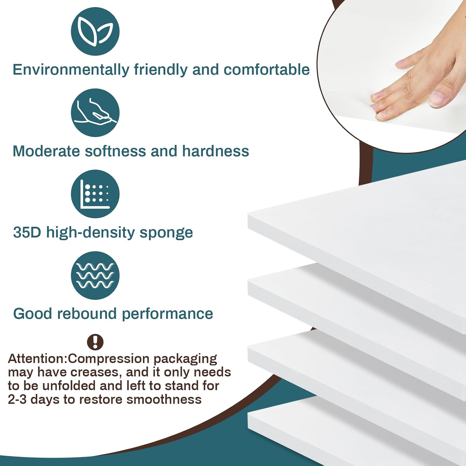 Frienda 4 Pack 1" x 24" x 24" Upholstery High Density Foam Cushion Seat Replacement Square Cut to Size Foam Couch for Patio Furniture Commercial Dinning Chair Couches Benches Padding DIY Projects