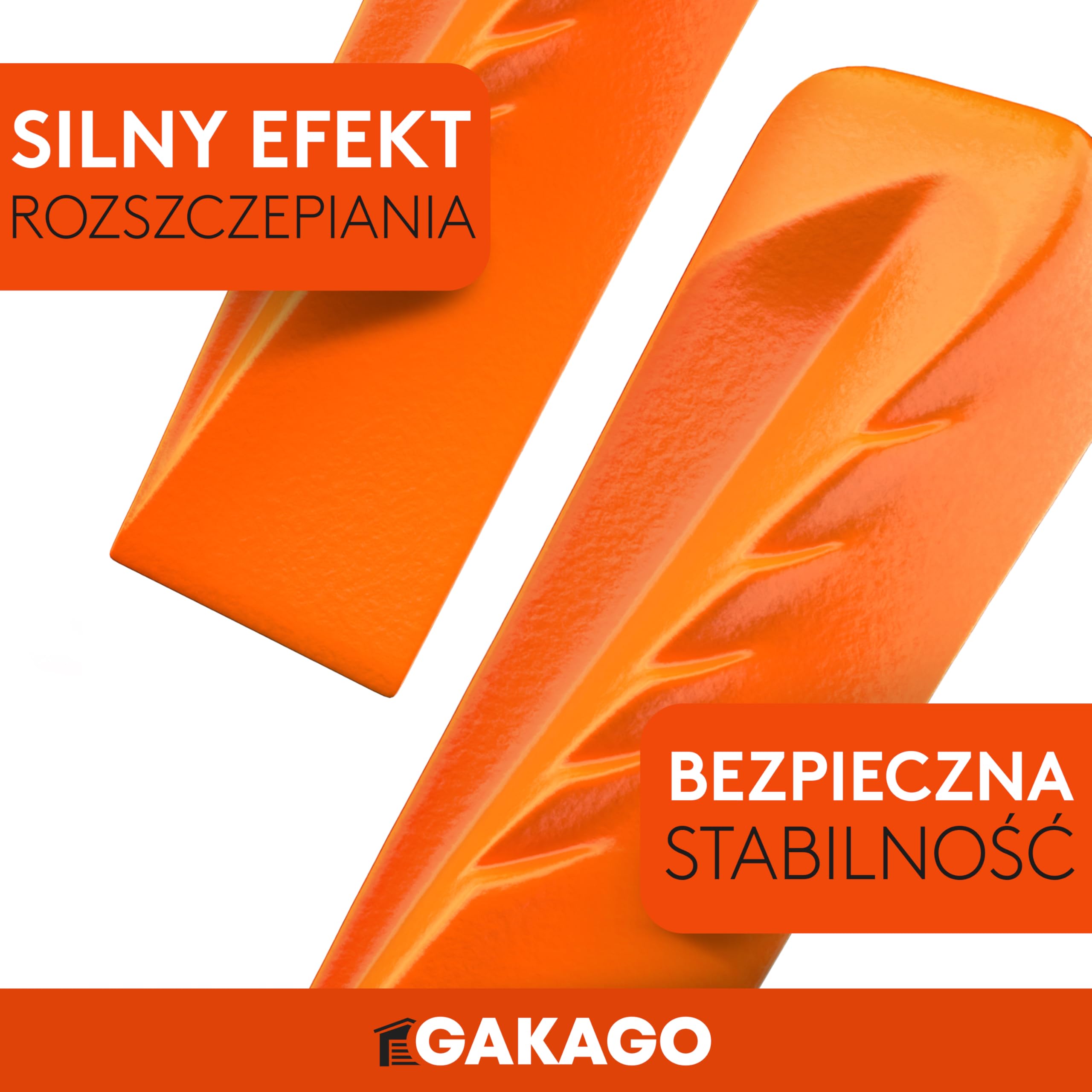 Gakago Klin rozłupujący do drewna - Mocny obrotowy klin rozłupujący z silnym działaniem rozłupującym - Kuty klin rozłupujący wykonany z litej stali w kolorze sygnalizacyjnym