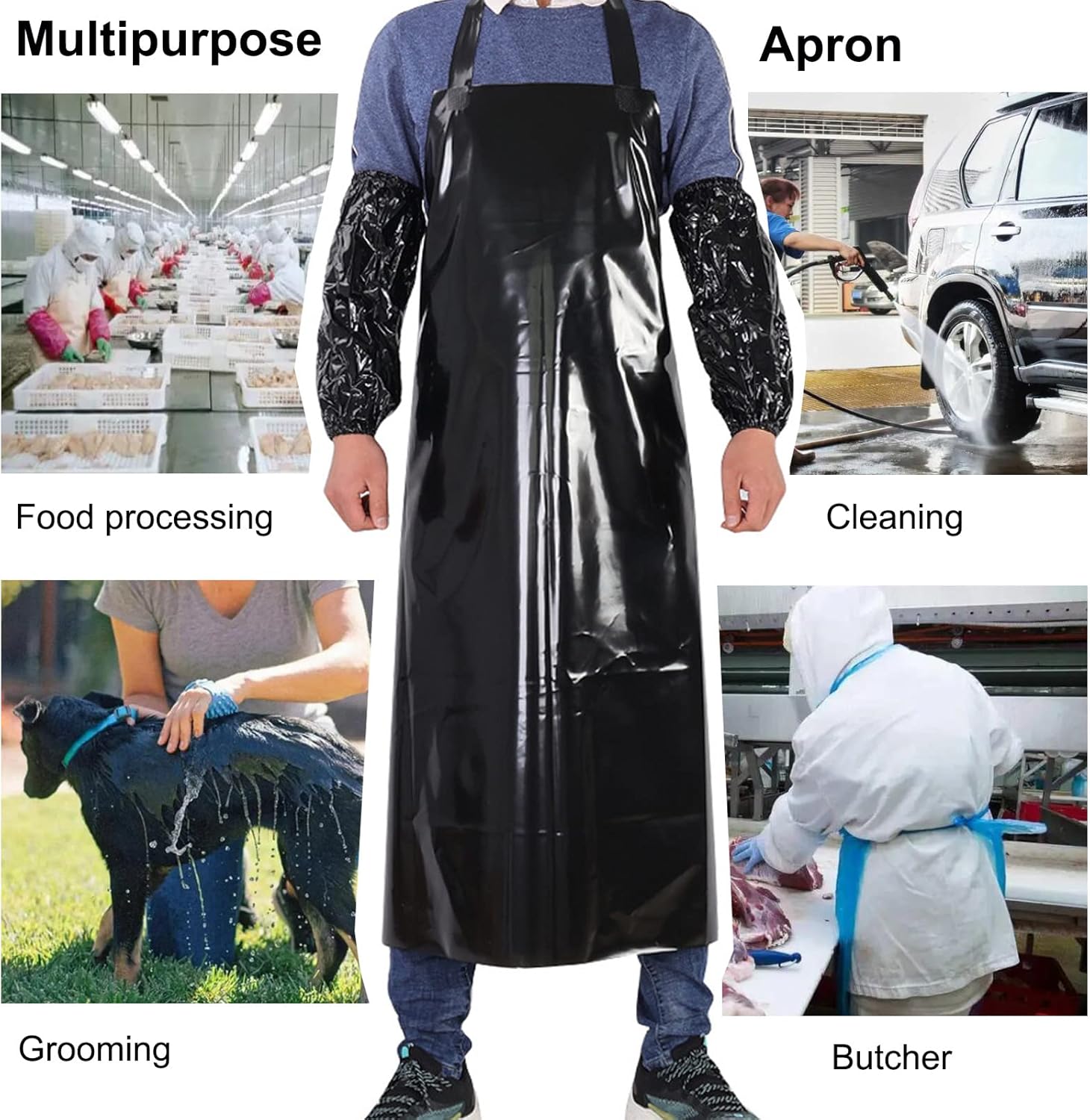 ELEBOX Waterproof Oil Proof Bib Apron Utility Apron Chemical Resistant Apron with Sleeve Work Apron Ultra Lightweight - Image 5