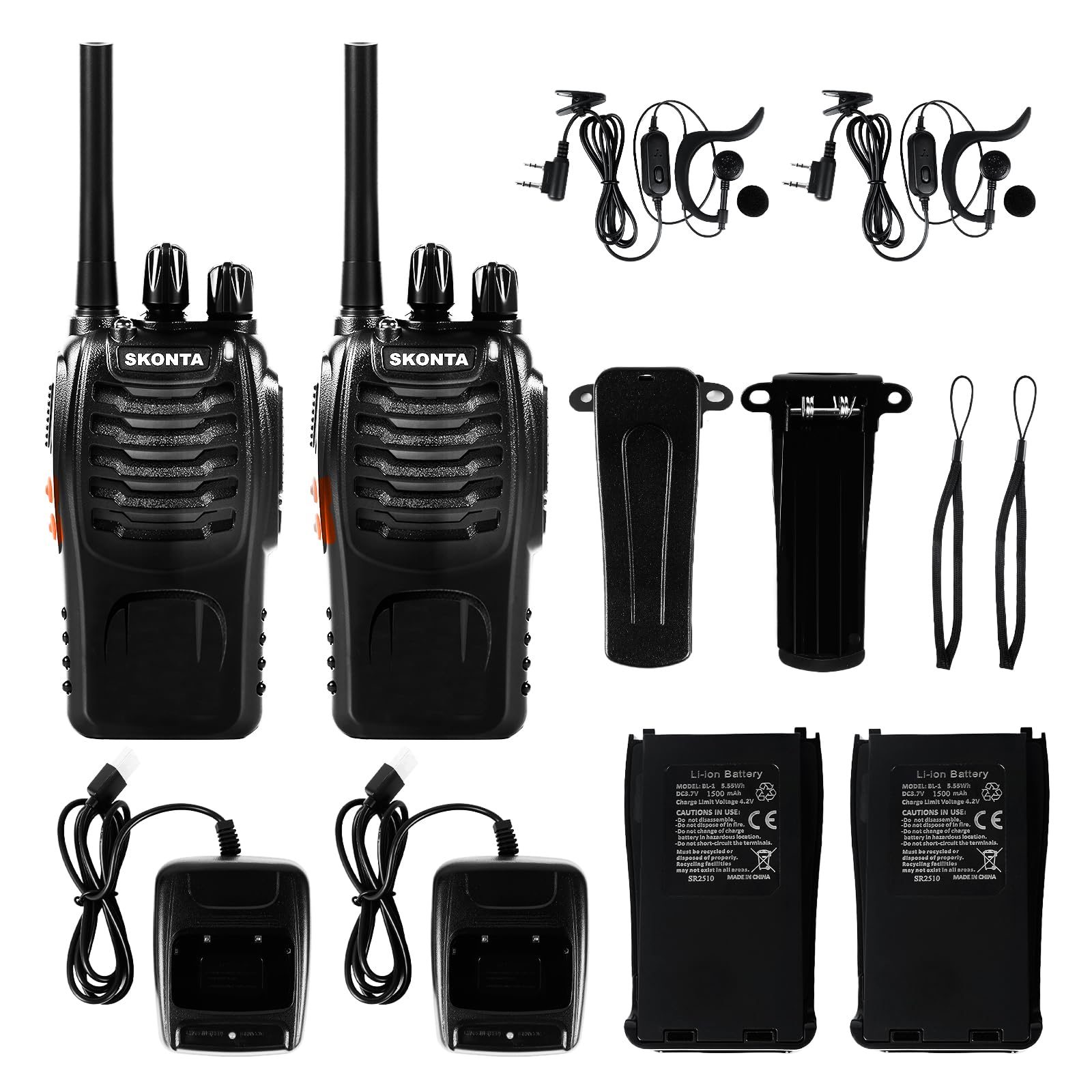 Two Way Radios, Suitable for Adults and Kids, 16 Channels walkie talkies, Equipped with Rechargeable Batteries, with LED Light and VOX Function, Ideal Camping and Hiking Communication — view 2