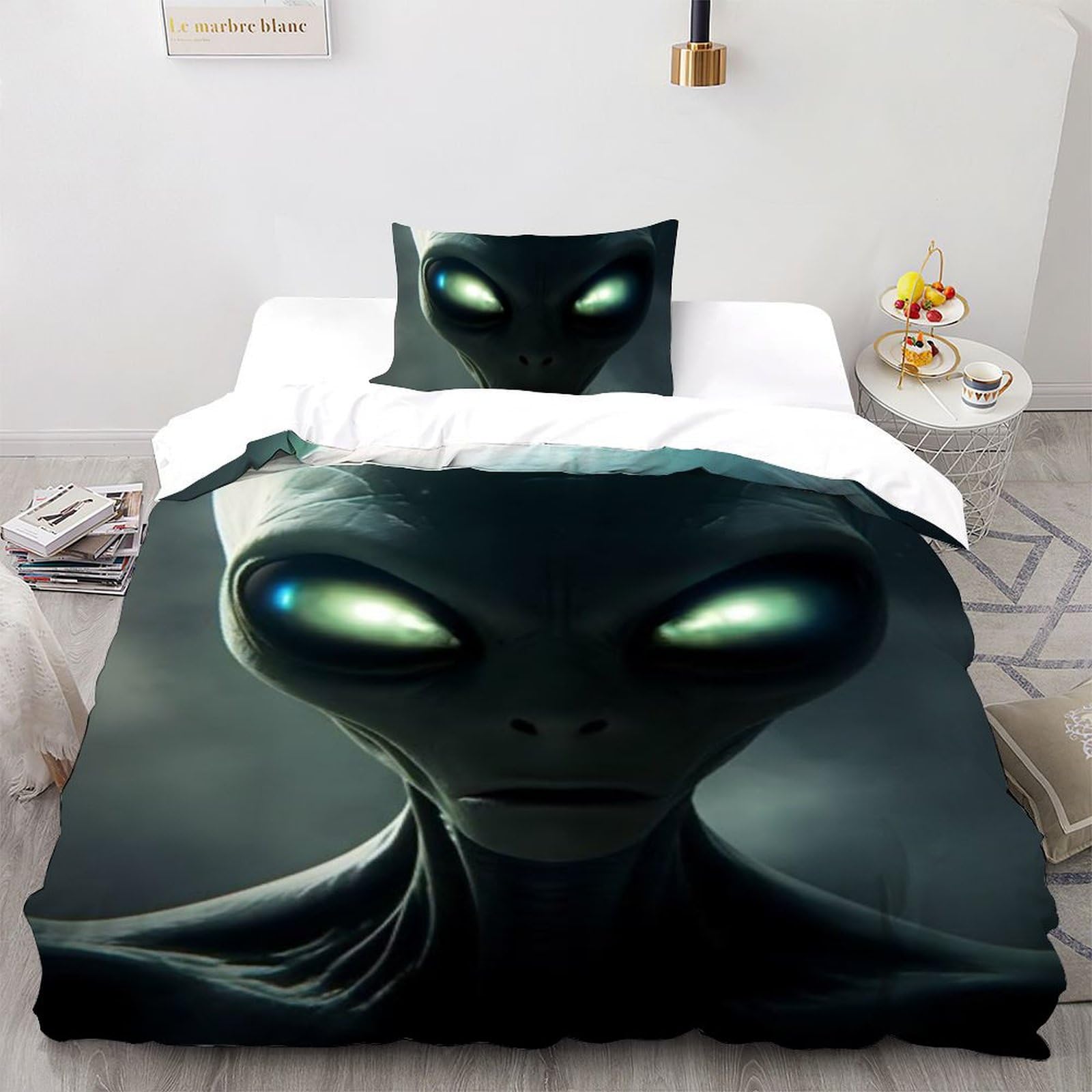 Housse de couette imprimé 3D mystérieux en microfibre 135x200 cm fermeture éclair