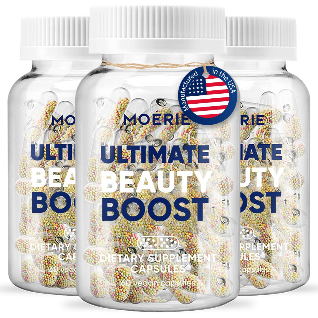Moerie Hair Growth Supplement for Women & Men - Hair Skin and Nails Vitamins With Biotin, Q10 & Minerals - For Thicker, Fuller Hair & Hair Loss Treatment - Advanced Beadlet Delivery System - 180 Pills