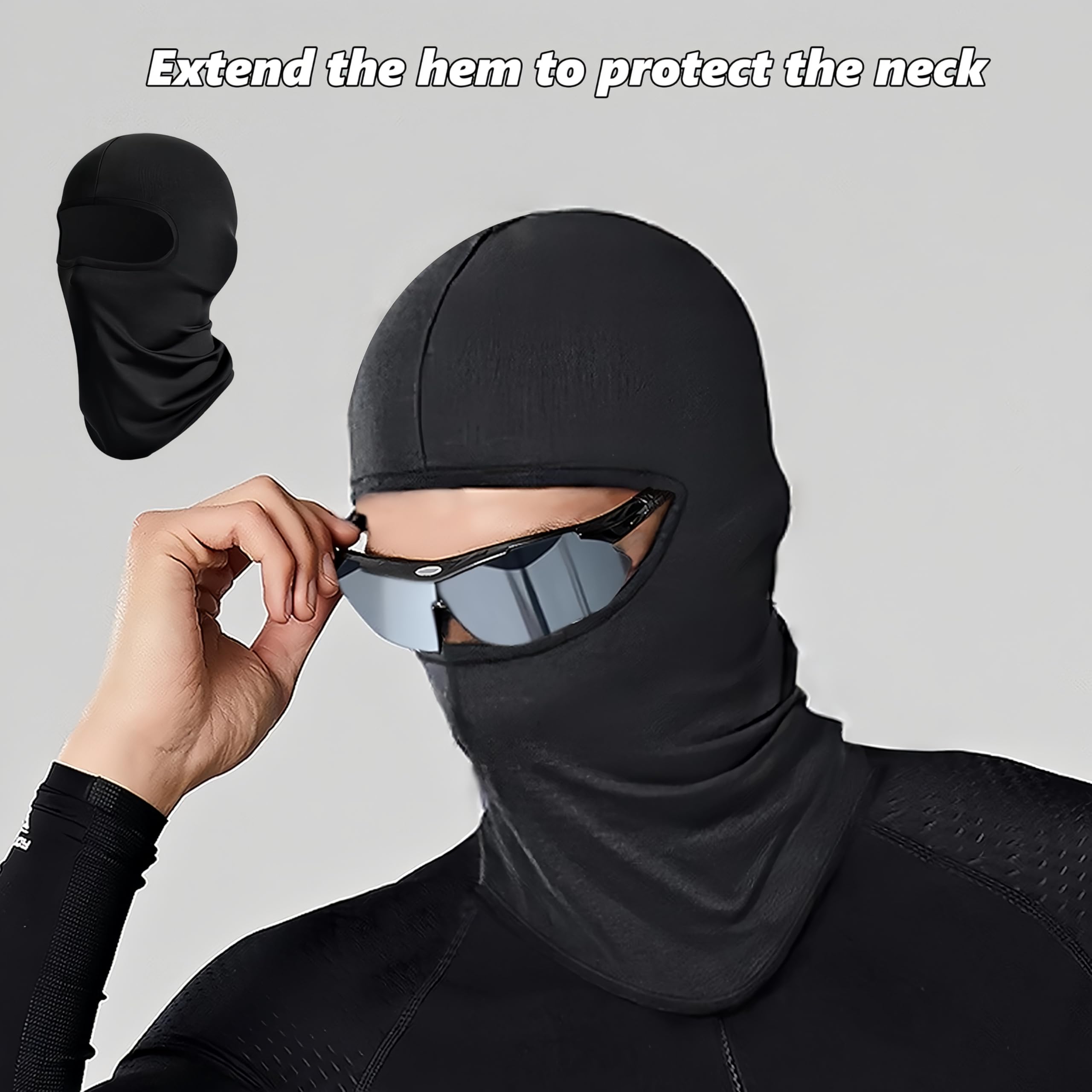 Máscara de Pasamontañas Protector UV para Bicicleta Motocicleta Esquí Hombre Mujer Negro (3 Piezas)
