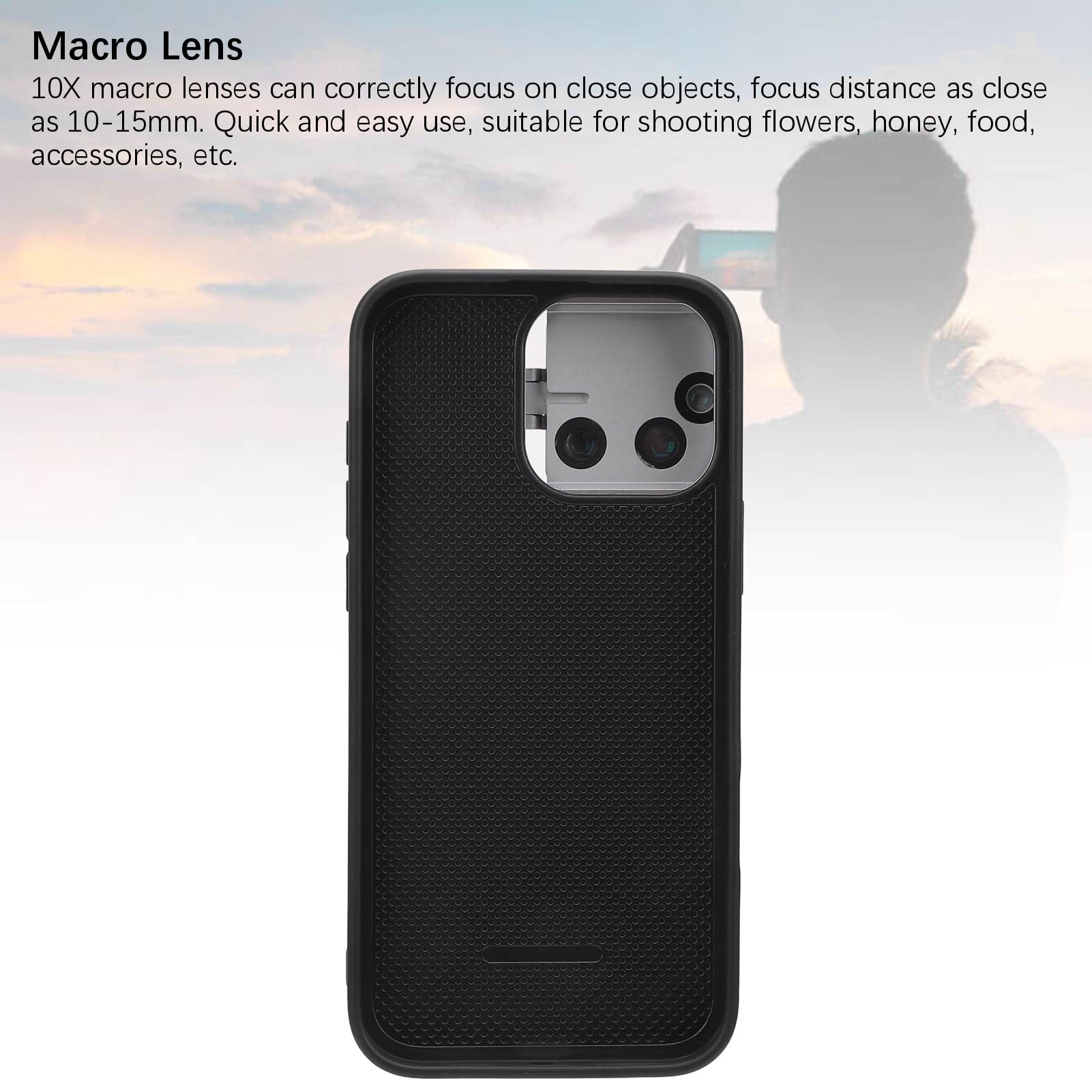 Obiettivo Fotocamera per Telefono 16 Pro con Custodia, Obiettivo Fotocamera Universale con Clip, Teleobiettivo 2X e Obiettivo Fisheye Macro 10X con Copertura Magnetica per 16