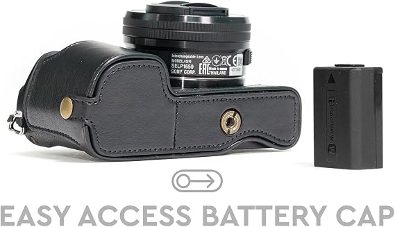 MegaGear Ever Ready Leather Camera Half Case Compatible with Sony Alpha A6300, A6000