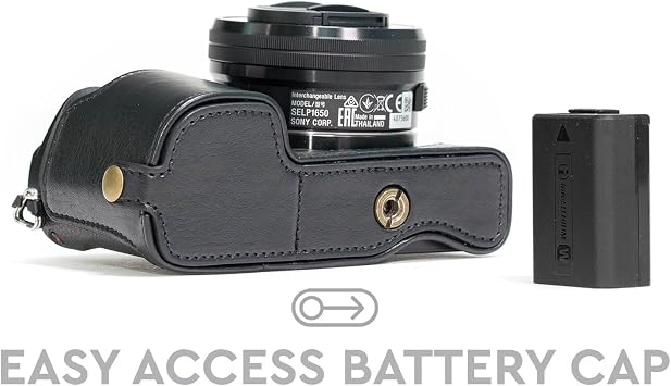 MegaGear Ever Ready Leather Camera Half Case Compatible with Sony Alpha A6300, A6000