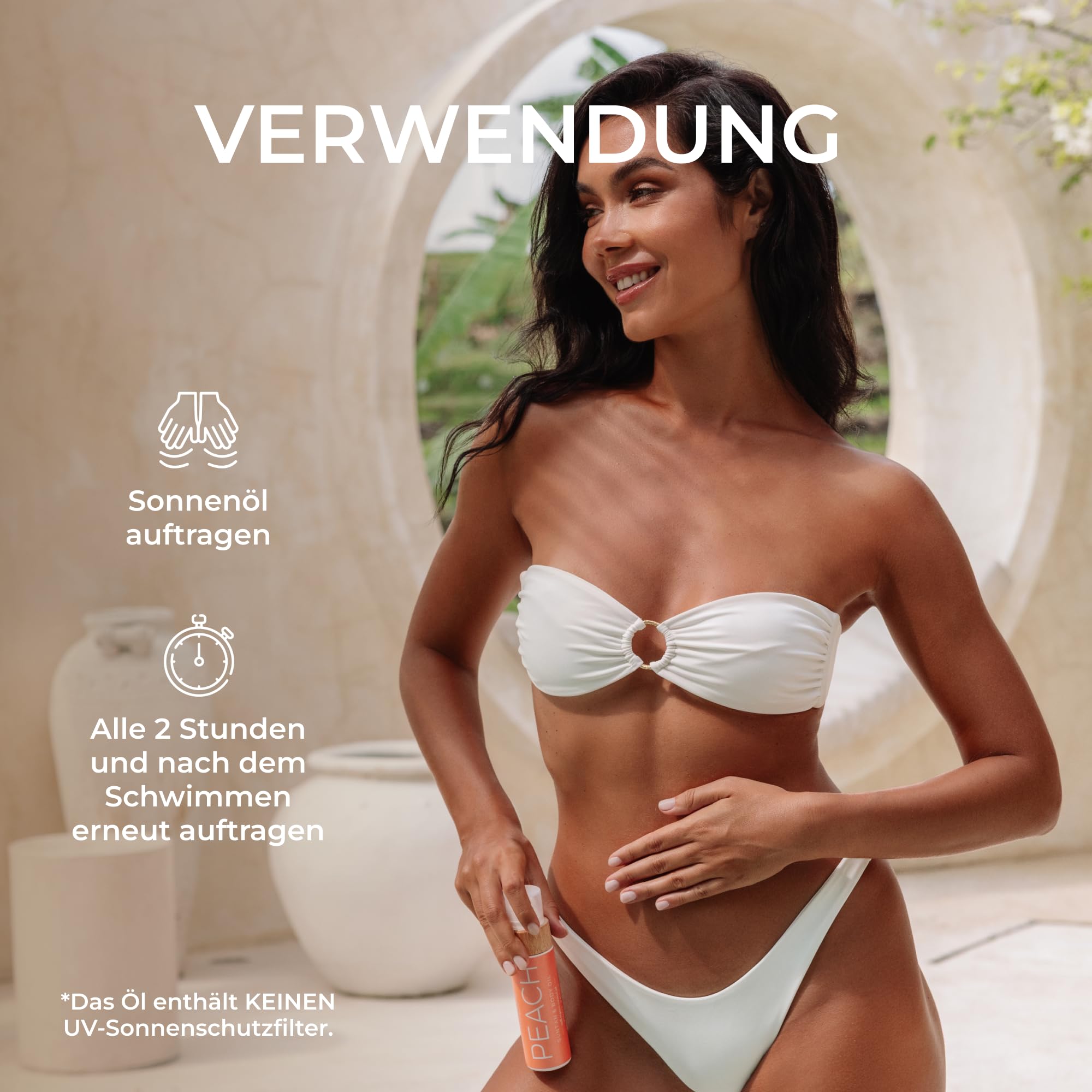 COCOSOLIS PEACH Bräunungsbeschleuniger – Bio-Bräunungsöl mit Vitamin E & Duft nach Pfirsich für schnelle intensive Bräune – Bräunungsverstärker für satte Bräune - pflegende Bodylotion