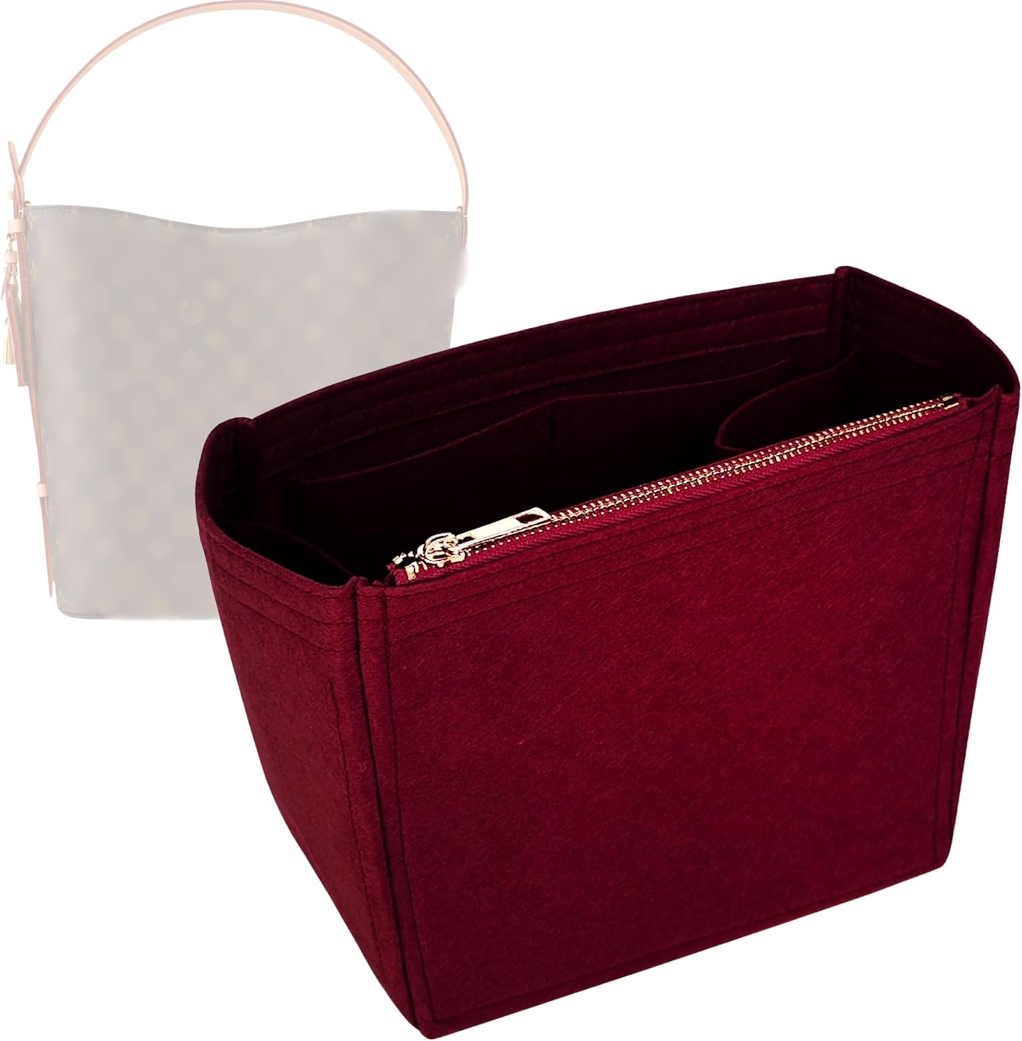 Organizer for All In BB | GM, Handmade Felt Bag Insert, 31 Colors (BB, Burgundy)