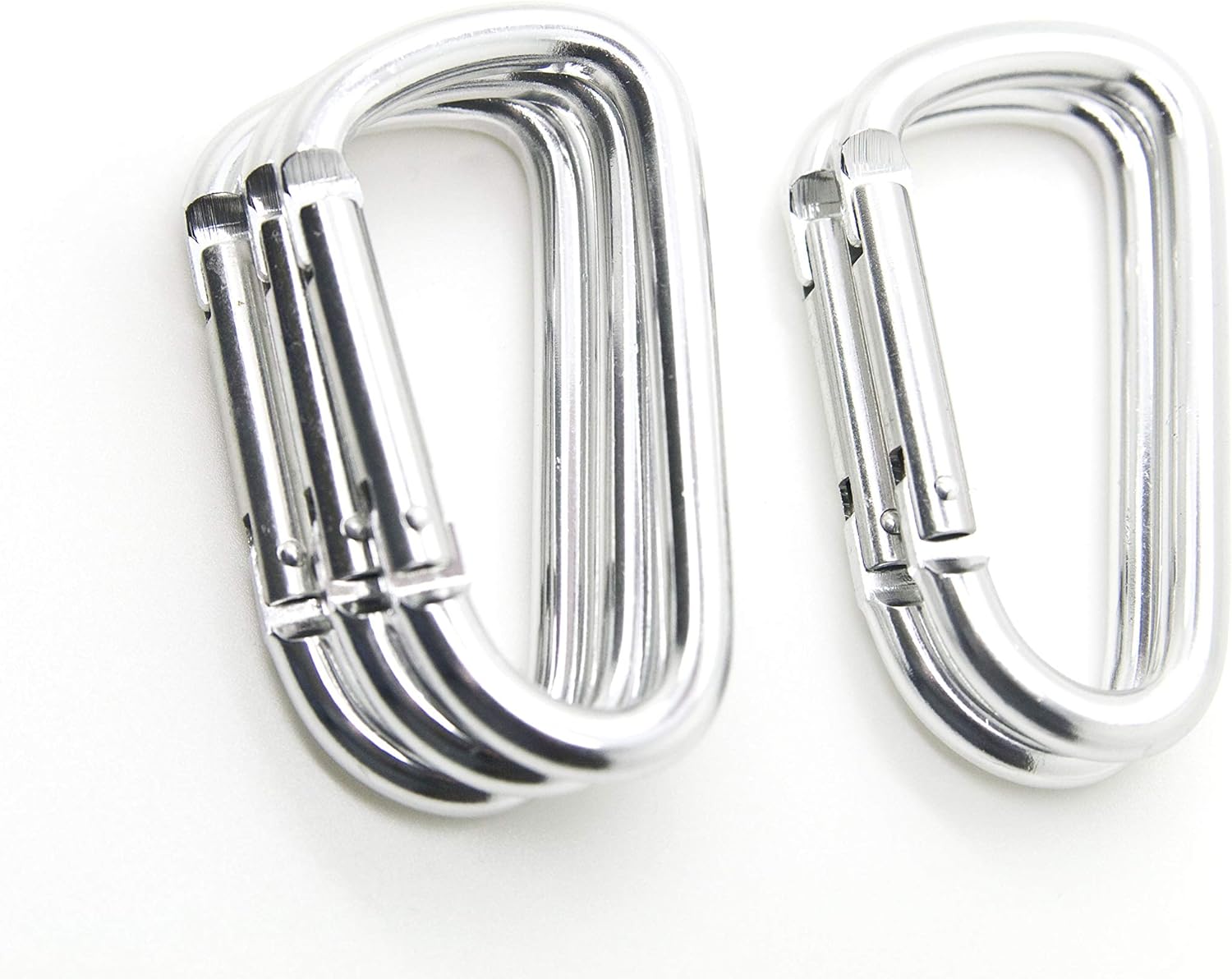 OnDepot 50 Pack of 3 Carabiner Spring Belt Clip Lot Snap Key Chain 75mm Aluminum Color, Black/Blue/Silver/Mix Color (Silver 3" (50 Pack))