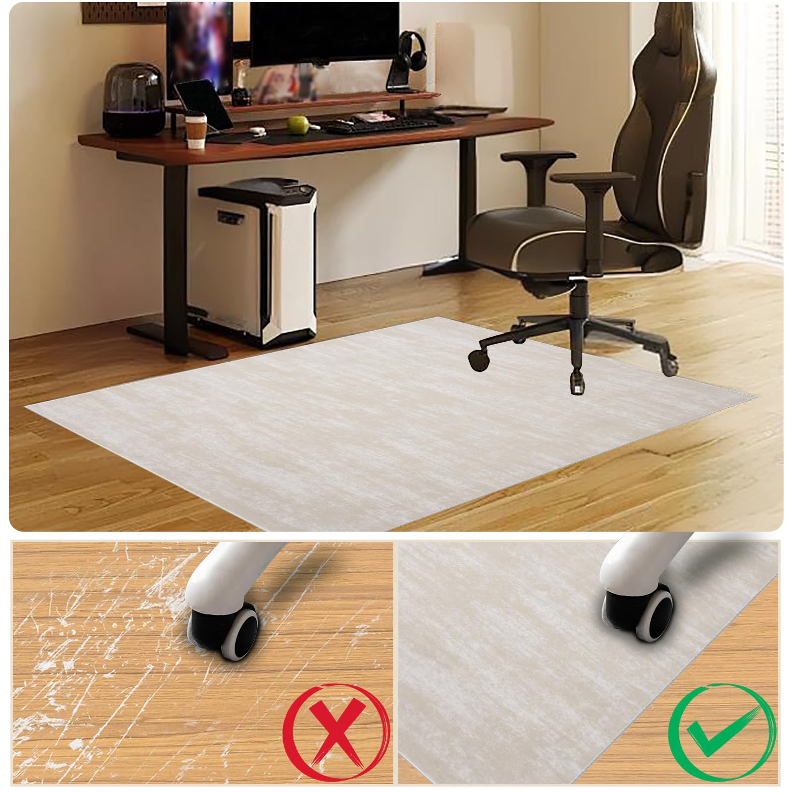 Alfombrilla antideslizante para silla de oficina, 70 x 120 cm, duradera, para suelos duros, juegos y oficina, protector de parquet resistente