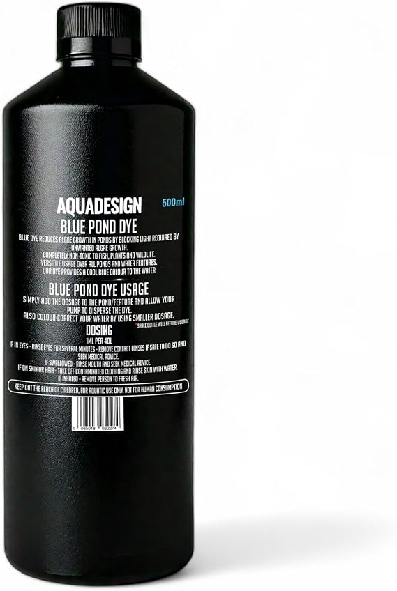 AquaDesign Blue Liquid Pond Dye 500ML For Ponds And Water Features TREATS 20,000L