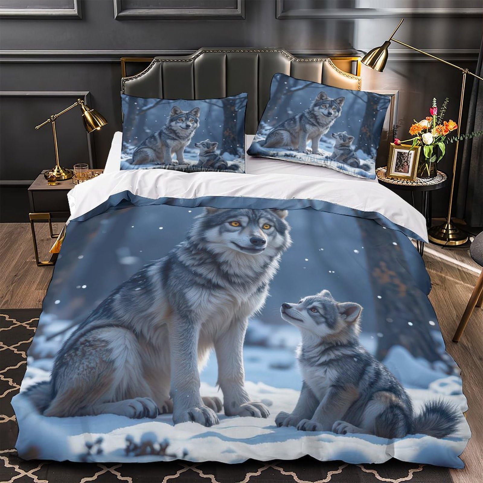 Housse de couette oiseaux hivernants en microfibre super douce hypoallergénique 260x220