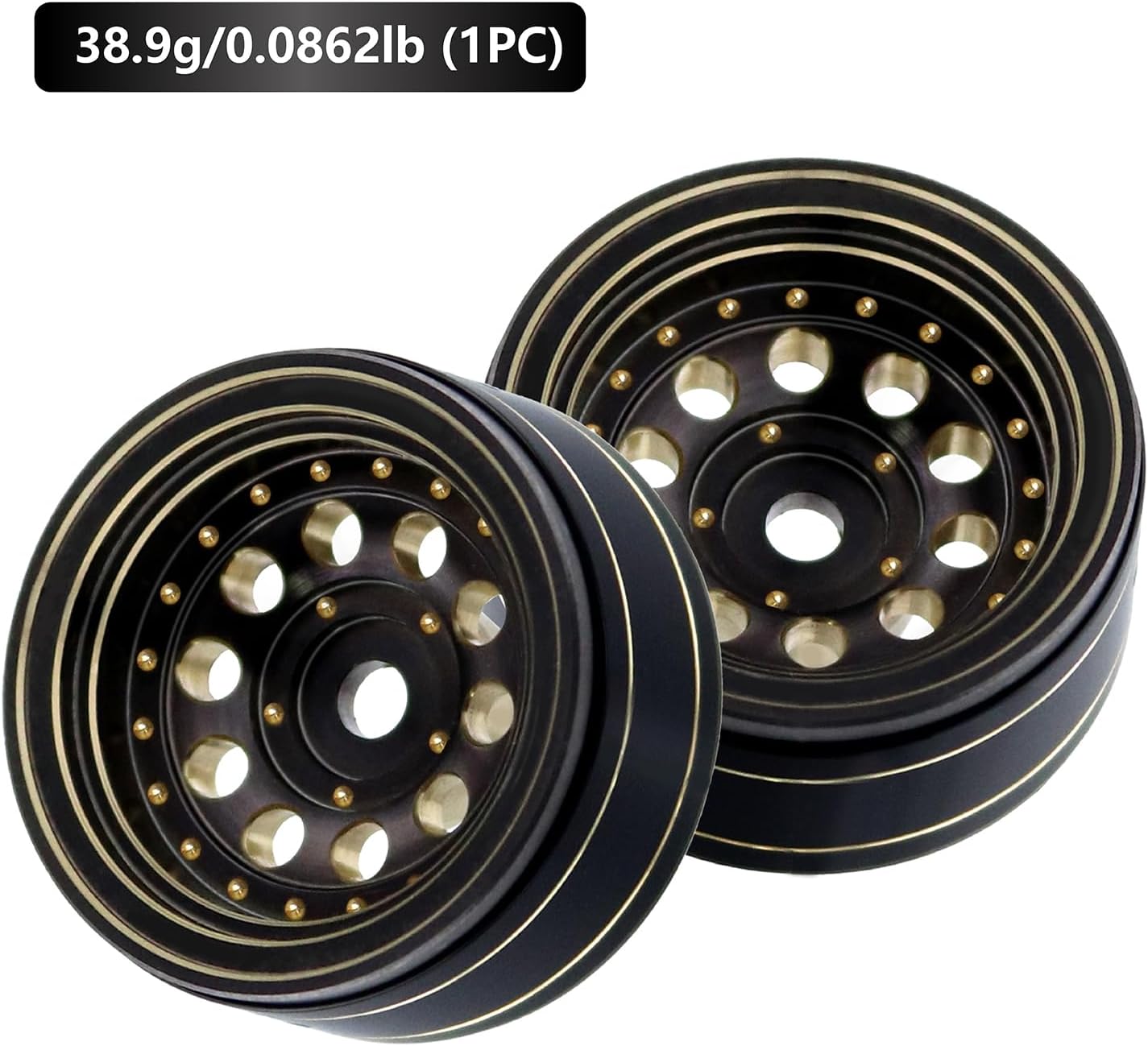 4PCS Black Coated Brass 1.0 Inch Wheel Rims 39g -2.65mm for 1/24 1/18 RC Crawler Cars Axial SCX24 AX24 TRX4M FCX24 Upgrade Parts (Grey)