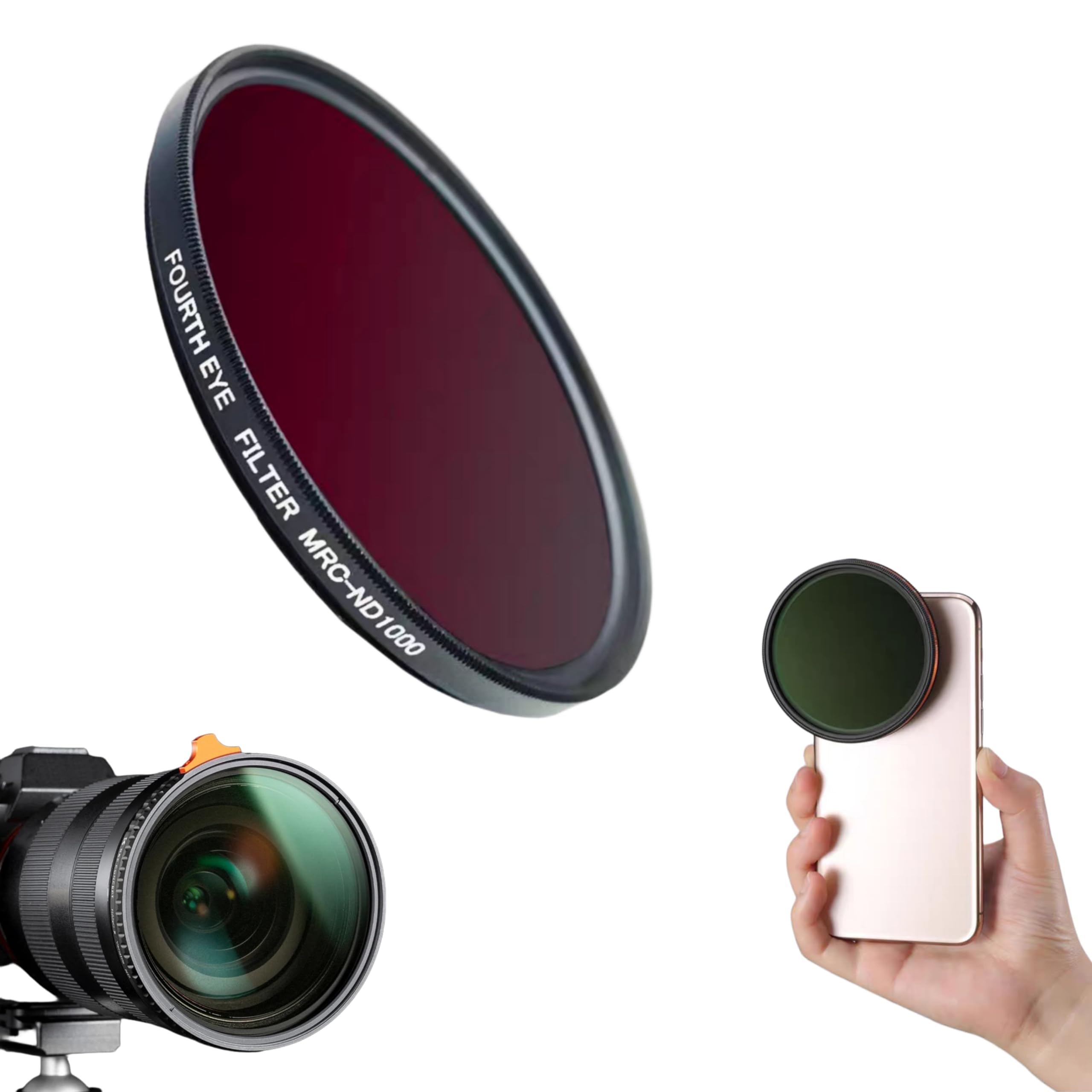 Nd Filters Lens Compatible with oneplus12, iPhone 14/15 pro & pro max, Xiaomi 14 Mobile Cover, DSLR Camera (ND1000 Filter, 58mm)