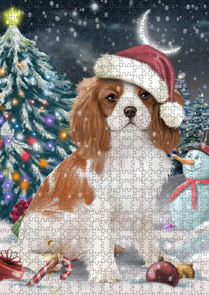 Have a Holly Jolly Christmas Cavalier King Charles Spaniel Dog Jigsaw Puzzle for Adults - Animal Printed Interlocking Puzzle Game Gift for Dog Lover's -1000 Pcs 20"x30", PZLE58600