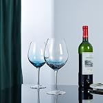 Joeyan Verres à vin à la main en verre de 2-21 oz Grand verre à vin bourguignon avec tige - Gobelet en cristal couleur bleu pour vin rouge/blanc - Cadeau unique en verre pour Noël, anniversaire, anniversaire