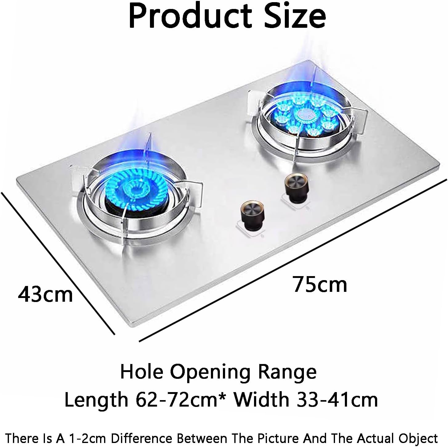 Gas Cooker,7.0kW Stainless Steel Gas Stove,Dual-Use Built-in/Countertop Cooker,for Family Restaurants Food Stalls(LPG)