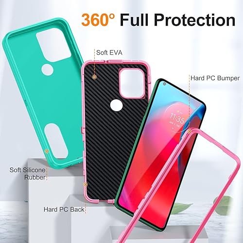 Miniatura 7 de IDweel Funda para Moto G Stylus 5G con soporte, 3 en 1, a prueba de golpes, ajuste delgado, híbrida, resistente, cubierta de policarbonato duro,