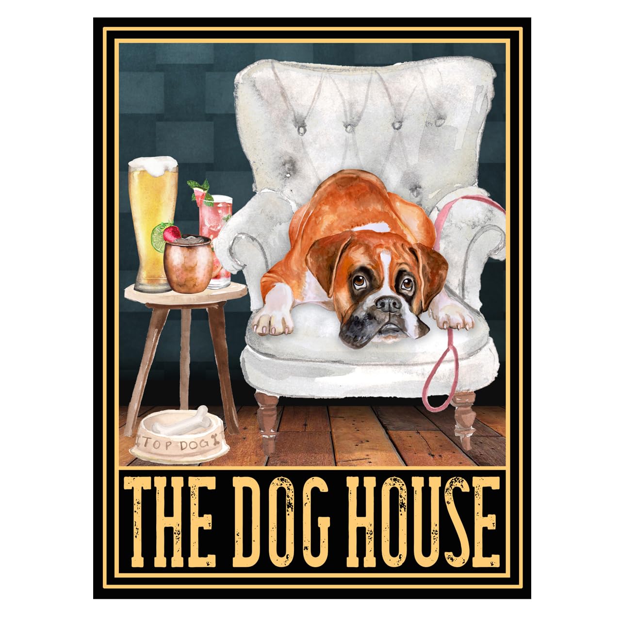 Metal Sign Plaque The Dog House Boxer, 10x8in ref8455