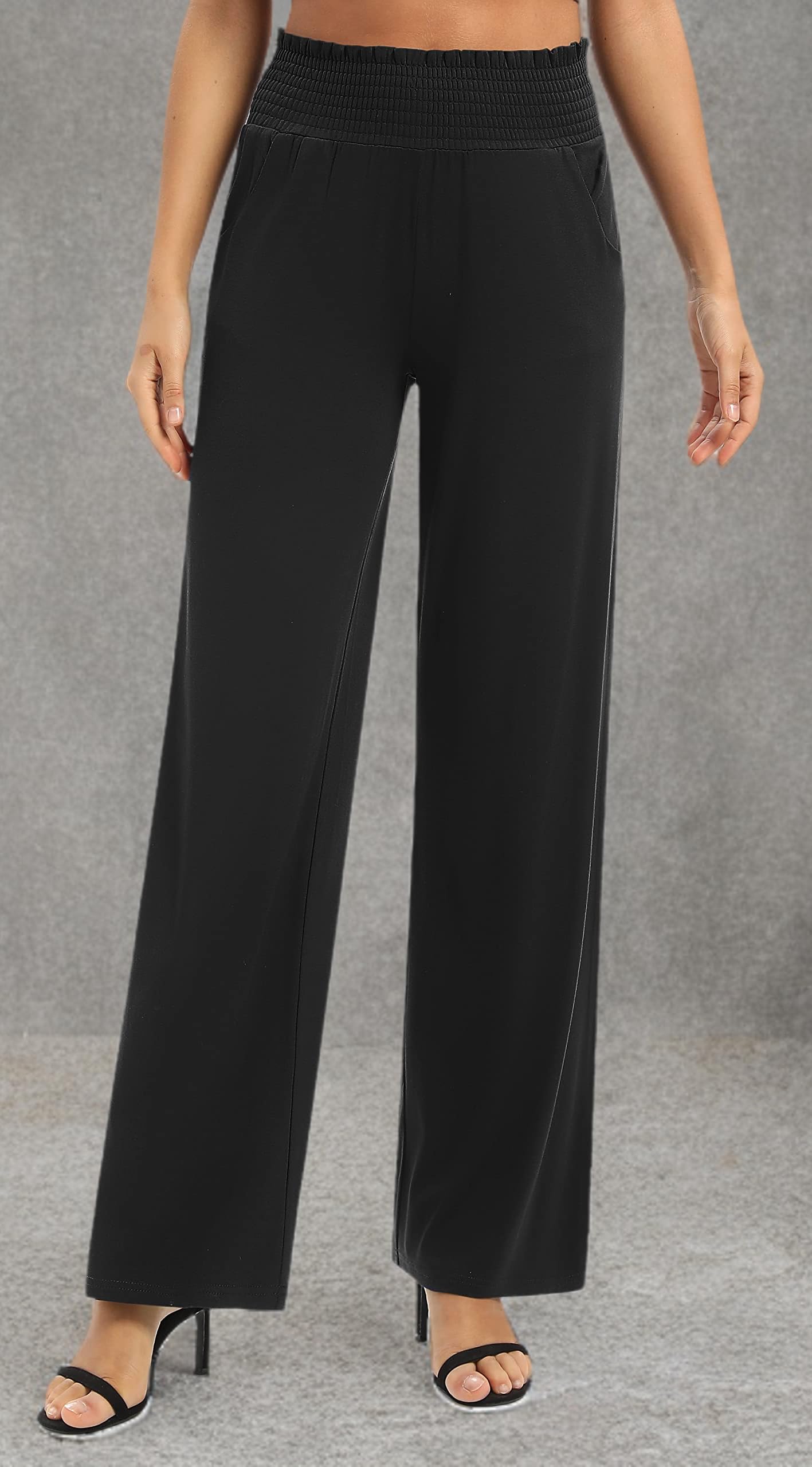 Pantalones Palazzo Pierna Ancha Elástico Cintura Yoga Mujer