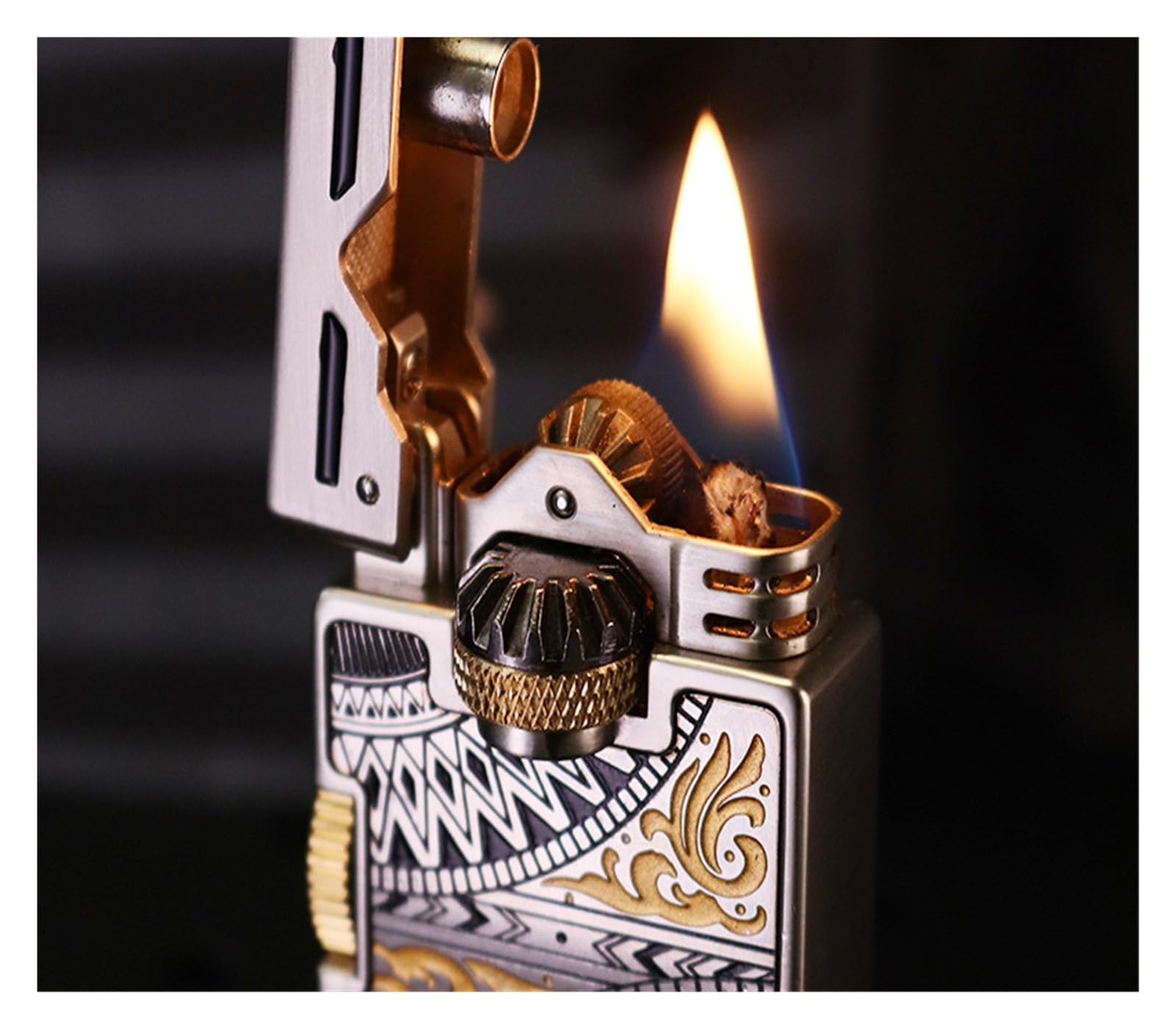 Encendedor mecánico de Kerosene Soft Fire, encendedor de metal recargable portátil, diseño de rueda abrasiva para hogueras, velas, colección y regalos