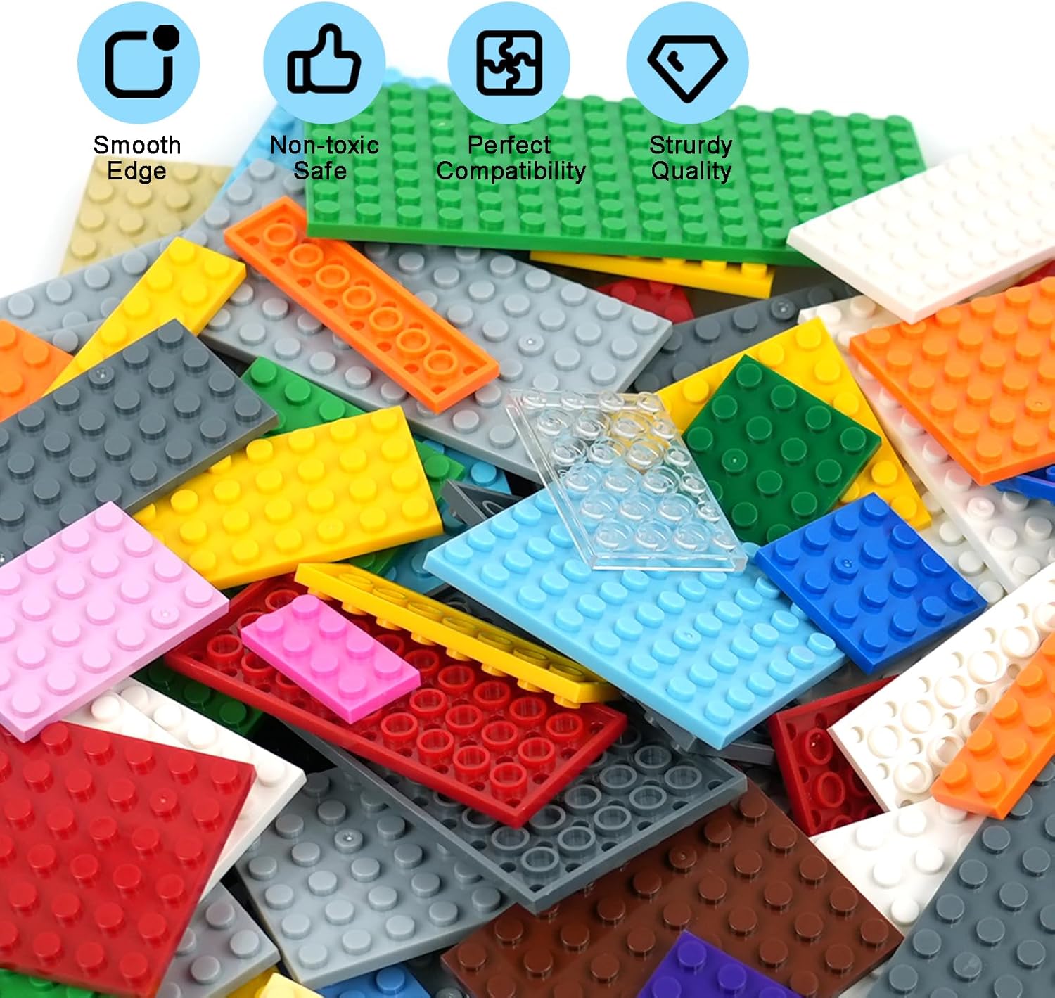 Classic Base Plates Building Pieces, 122PCS 13 Sizes Small Baseplates in Mix Color, Bulk Building Flat Platform Base Compatible with Major Brands Parts and Pieces - Image 7