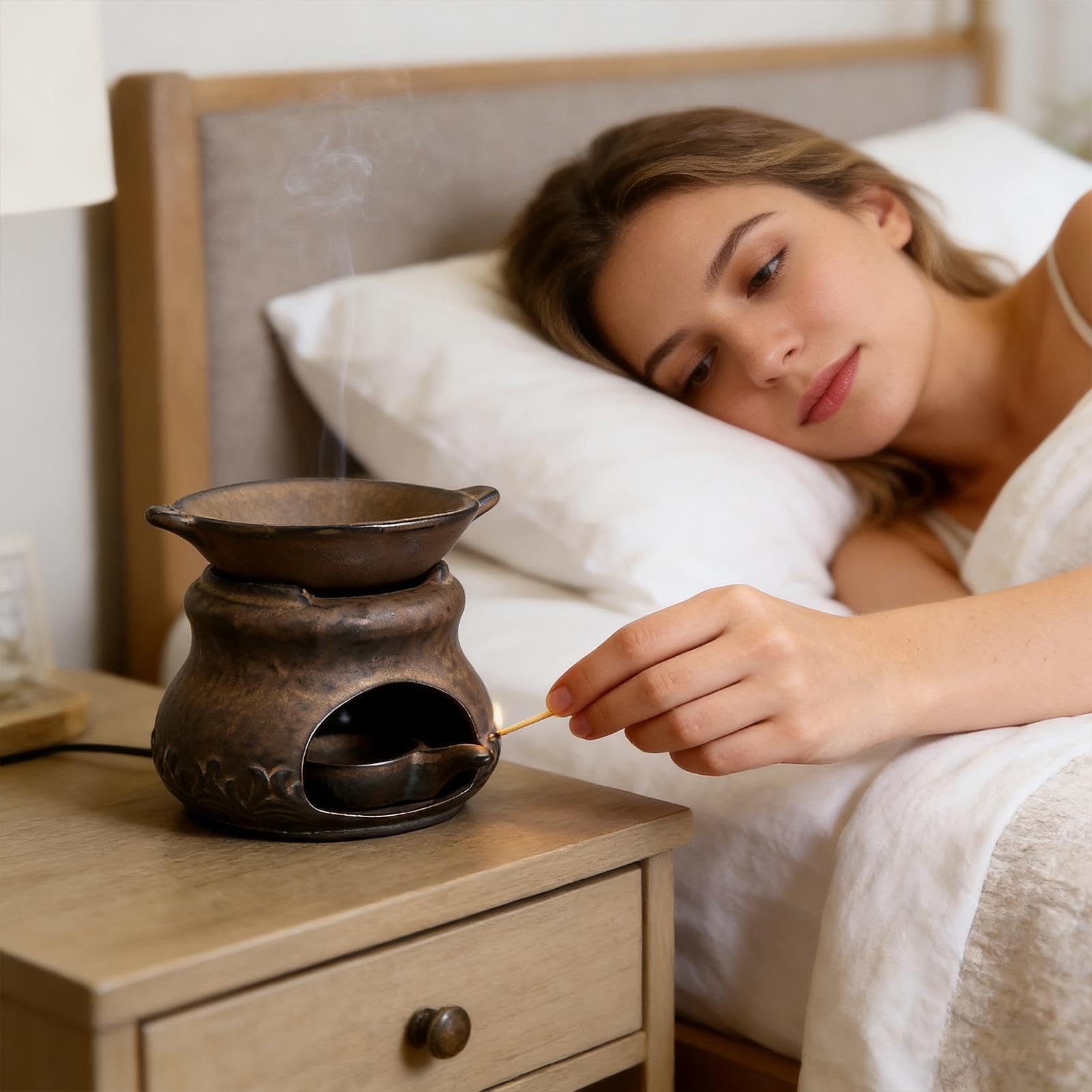Aromatherapie Brenner Multifunktionaler Keramik-Duftverbreiter Mit 2 Kerzen
