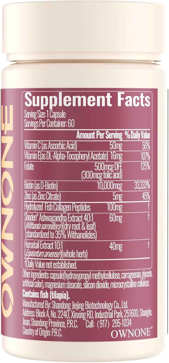 Biotin 10000mcg,Supports Healthy Hair, Skin and Nails Vitamins Supplement,Helps Balance Stress Levels and Mood,60 Capsules - Image 2