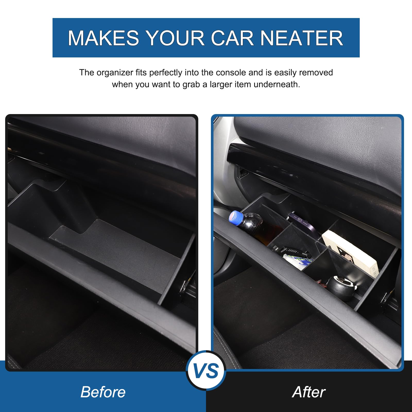 Moittellc Glove Box Dividers Organizer Compatible with Compatible with Nissan Titan 2016-2023, Center Console Organizer Insert Box ABS Secondary Storage Compartment Tray Accessorie