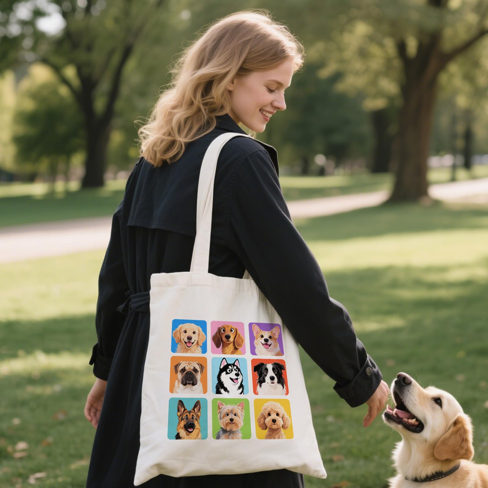 ANATTASOUL 6pcs Tote Bag Femme,Sac en Toile Imprimé