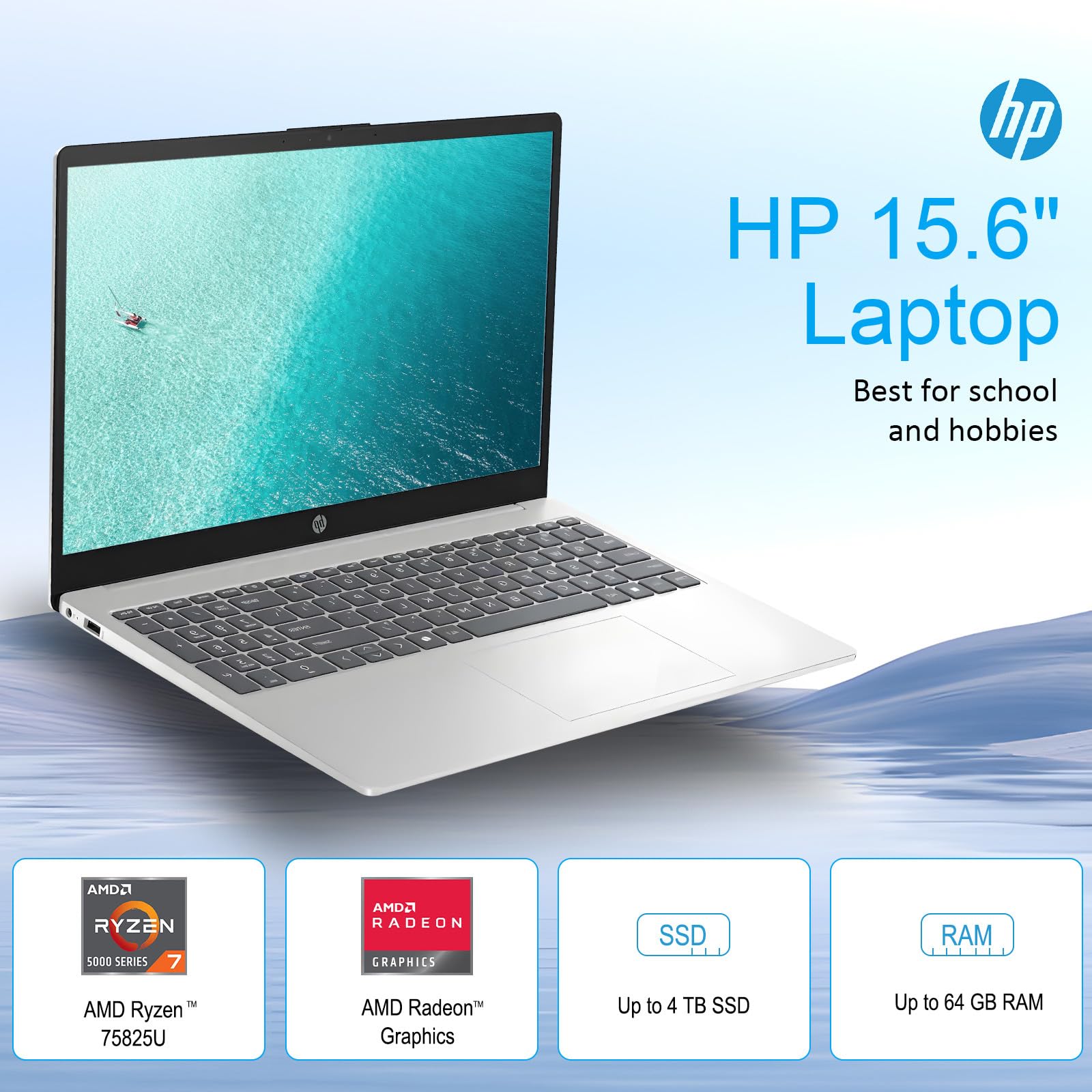 Amazon.com: HP 15.6 inch Business Laptop, AMD Ryzen 7 5825U, Anti